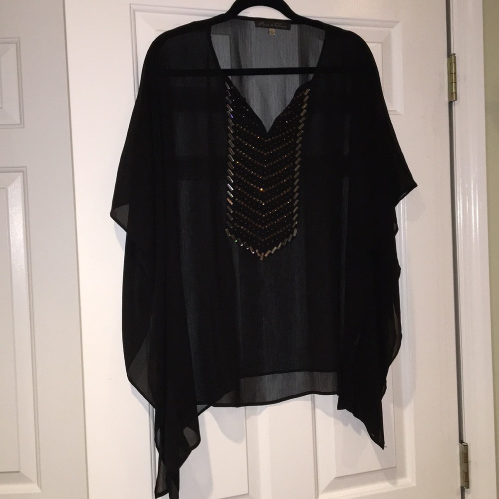 See-through black shirt with beading